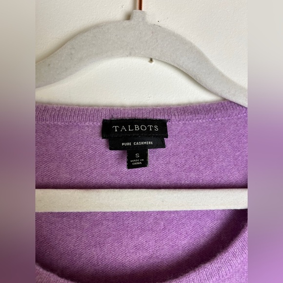 Talbots 100% Cashmere Sweater S Lavender Gray Stripe Softcore Preppy Cozy Hygge - Picture 7 of 10